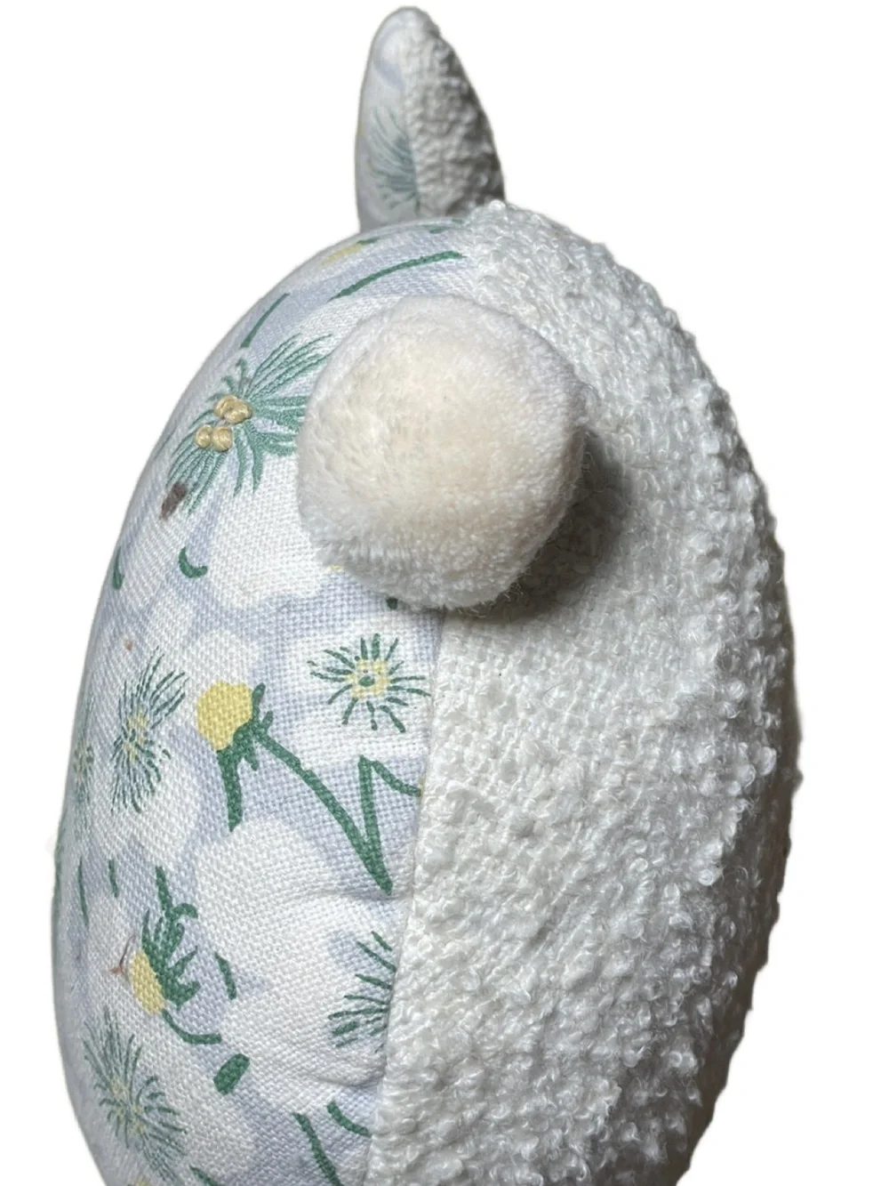 Elegant Floral Bunny Throw Pillow - Cream and Multicolored
